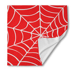 Red And White Spider Web Pattern Print Silk Bandana