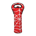 Red And White Spider Web Pattern Print Single Neoprene Wine Tote