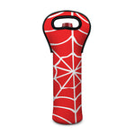 Red And White Spider Web Pattern Print Single Neoprene Wine Tote