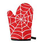 Red And White Spider Web Pattern Print Single Oven Mitt