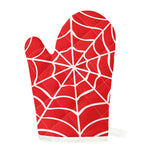 Red And White Spider Web Pattern Print Single Oven Mitt