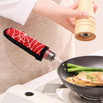 Red And White Spider Web Pattern Print Skillet Handle Cover