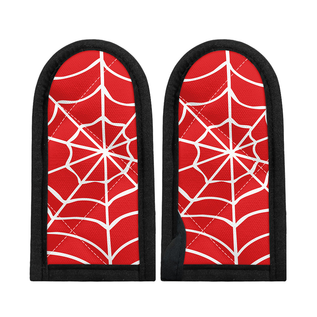 Red And White Spider Web Pattern Print Skillet Handle Cover