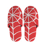 Red And White Spider Web Pattern Print Slippers