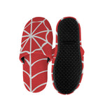 Red And White Spider Web Pattern Print Slippers