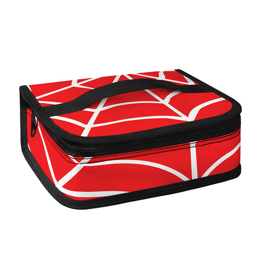 Red And White Spider Web Pattern Print Small Lunch Bag