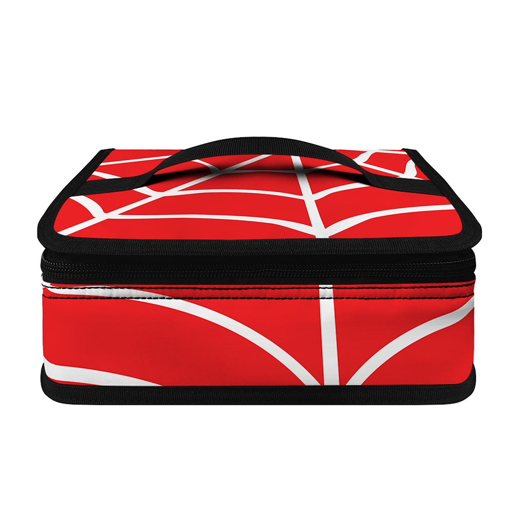 Red And White Spider Web Pattern Print Small Lunch Bag