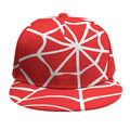 Red And White Spider Web Pattern Print Snapback Cap