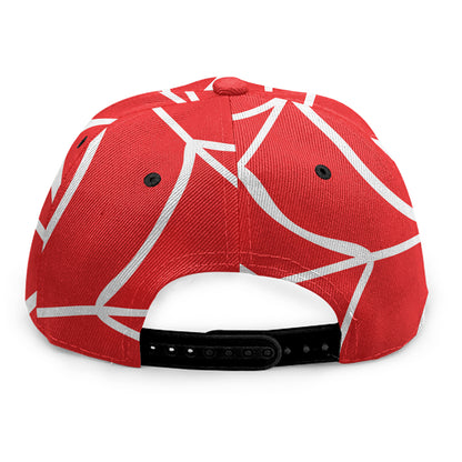 Red And White Spider Web Pattern Print Snapback Cap