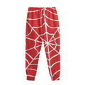 Red And White Spider Web Pattern Print Sweatpants