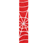 Red And White Spider Web Pattern Print Table Runner