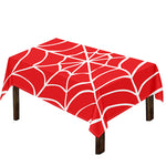 Red And White Spider Web Pattern Print Tablecloth