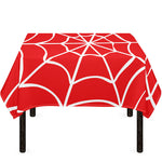 Red And White Spider Web Pattern Print Tablecloth