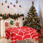 Red And White Spider Web Pattern Print Tablecloth