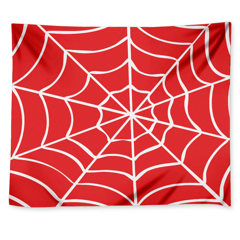 Red And White Spider Web Pattern Print Tapestry