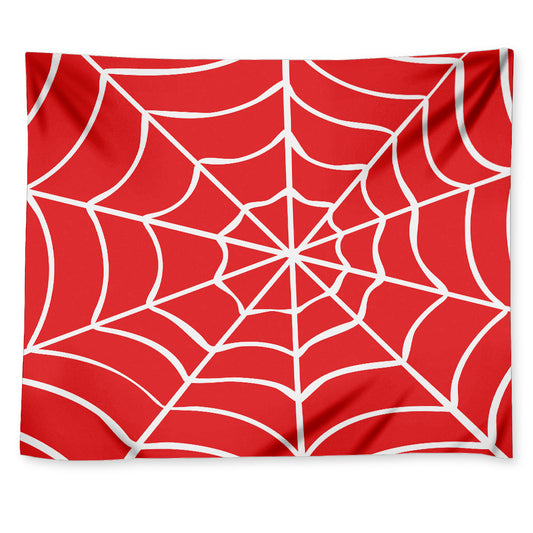 Red And White Spider Web Pattern Print Tapestry