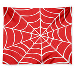 Red And White Spider Web Pattern Print Tapestry