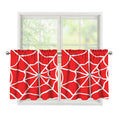 Red And White Spider Web Pattern Print Tier Curtains