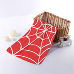 Red And White Spider Web Pattern Print Towel