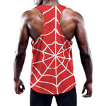 Red And White Spider Web Pattern Print Training Tank Top