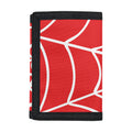 Red And White Spider Web Pattern Print Trifold Wallet