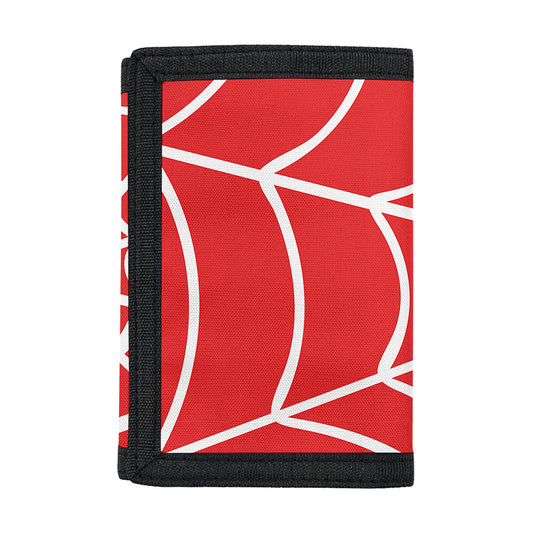 Red And White Spider Web Pattern Print Trifold Wallet