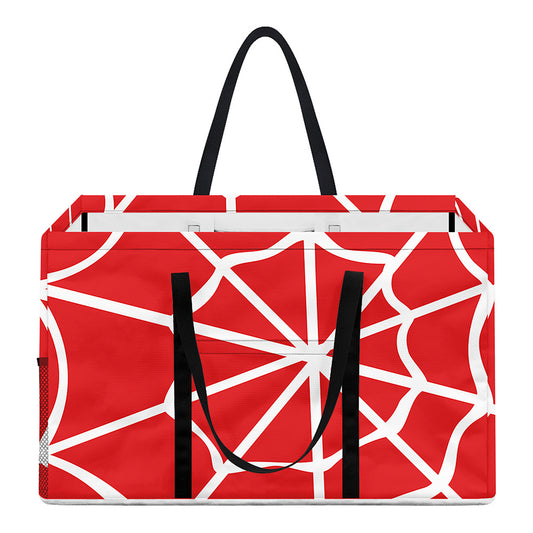 Red And White Spider Web Pattern Print Utility Tote Bag