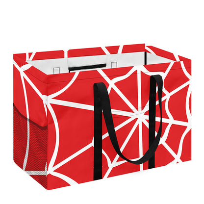 Red And White Spider Web Pattern Print Utility Tote Bag