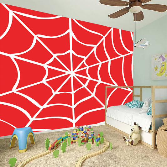 Red And White Spider Web Pattern Print Wall Sticker