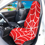Red And White Spider Web Pattern Print Waterproof Car Seat Cover