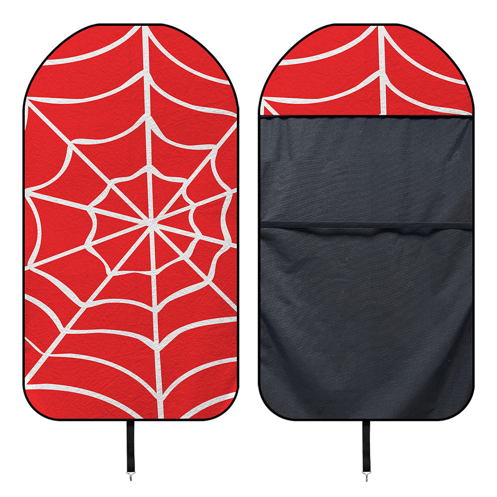 Red And White Spider Web Pattern Print Waterproof Car Seat Cover