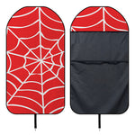 Red And White Spider Web Pattern Print Waterproof Car Seat Cover