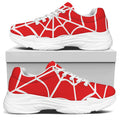 Red And White Spider Web Pattern Print White Chunky Shoes