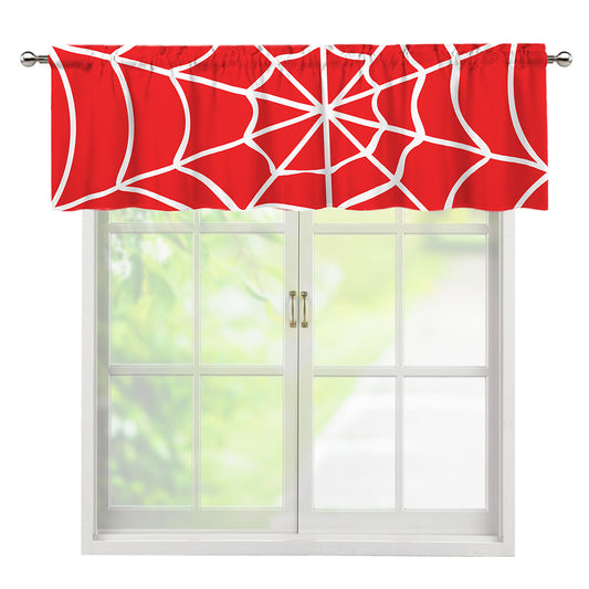 Red And White Spider Web Pattern Print Window Valance