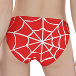Red And White Spider Web Pattern Print Women's Panties