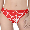 Red And White Spider Web Pattern Print Women's Thong