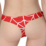 Red And White Spider Web Pattern Print Women's Thong