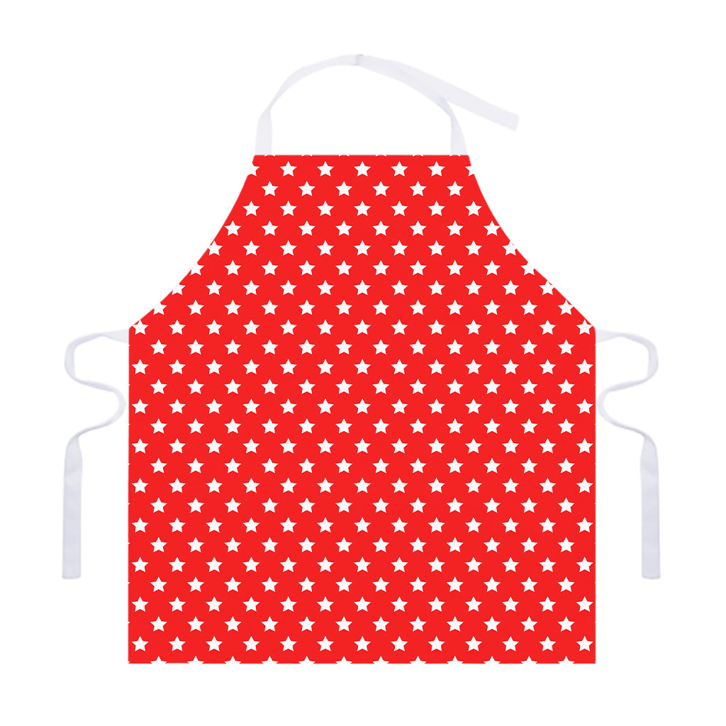 Red And White Star Pattern Print Adjustable Apron