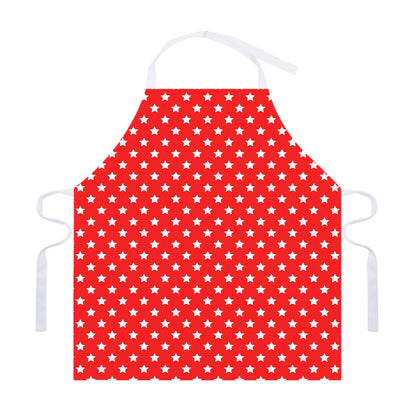 Red And White Star Pattern Print Adjustable Apron