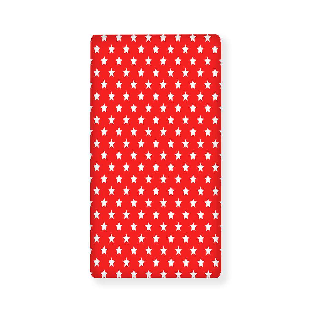 Red And White Star Pattern Print Baby Crib Sheet
