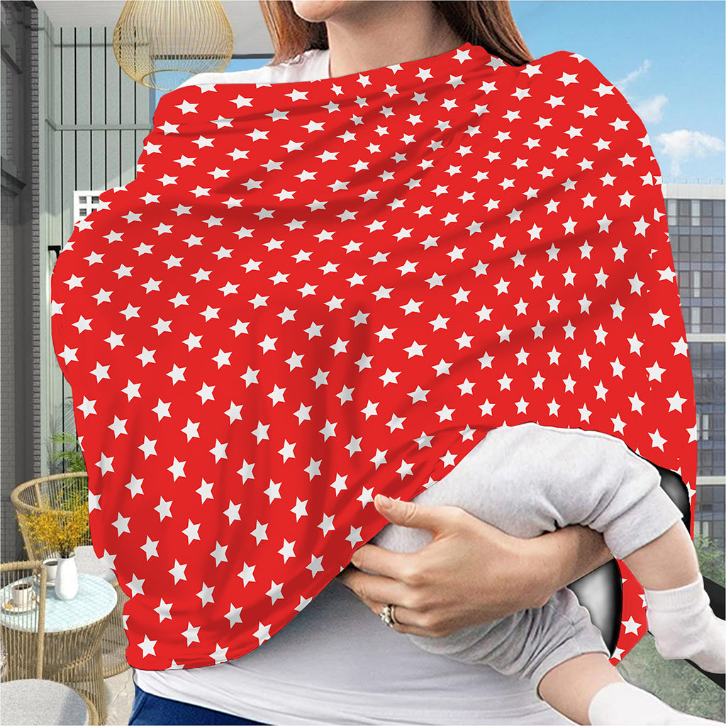 Red And White Star Pattern Print Baby Seat Cover