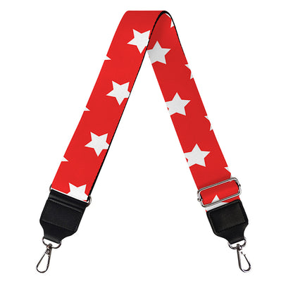 Red And White Star Pattern Print Bag Strap
