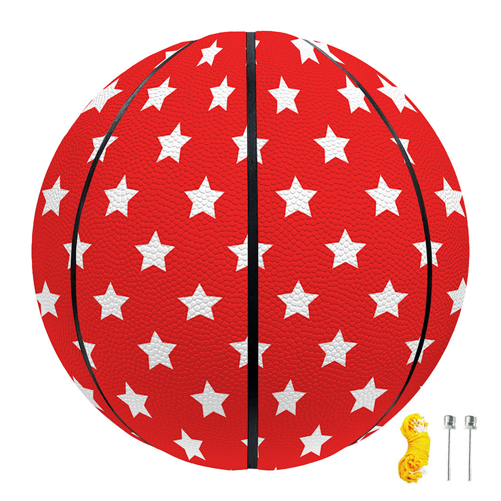 Red And White Star Pattern Print Basketball