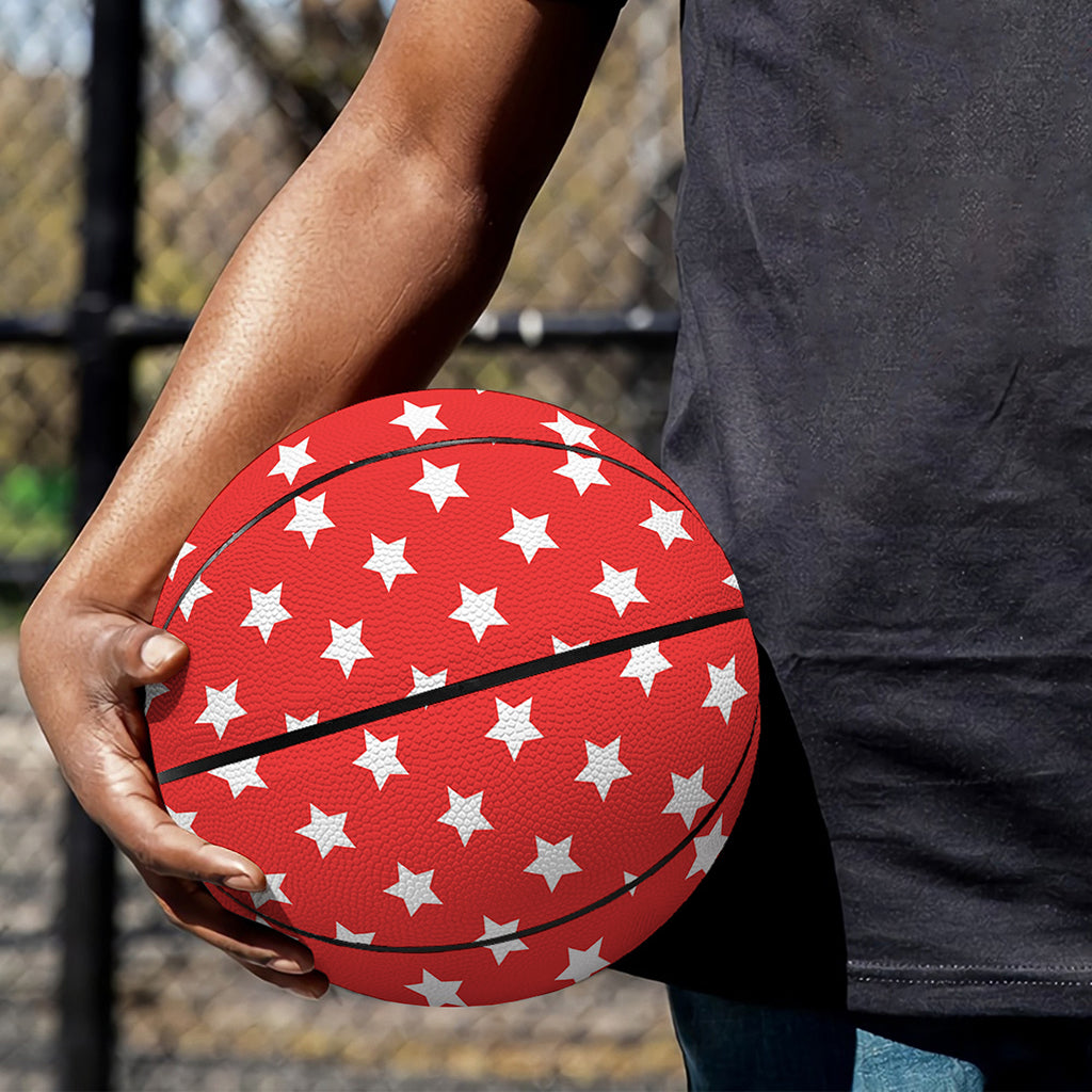 Red And White Star Pattern Print Basketball