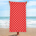 Red And White Star Pattern Print Beach Towel