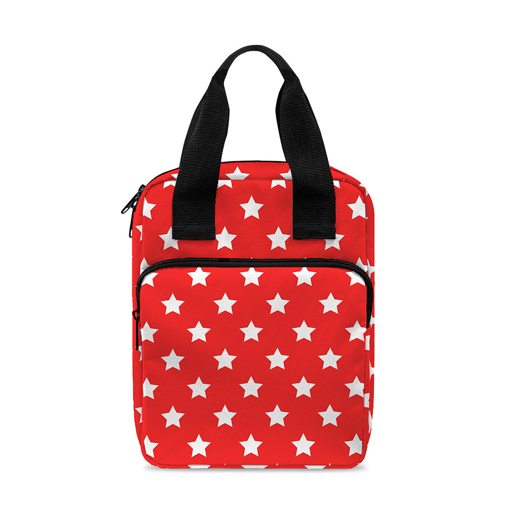 Red And White Star Pattern Print Bible Tote Bag