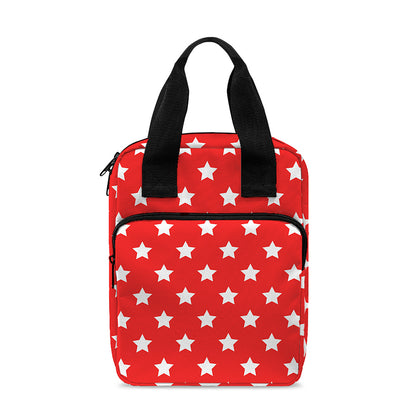 Red And White Star Pattern Print Bible Tote Bag
