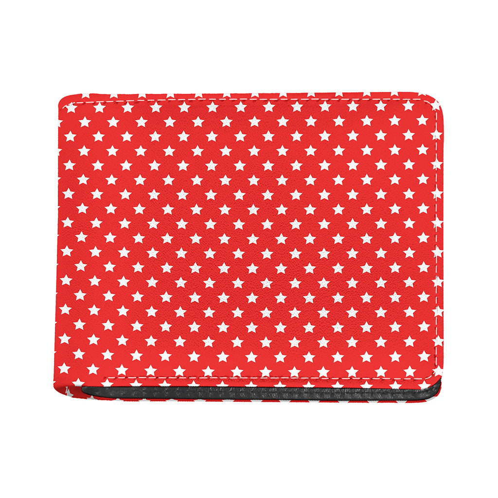 Red And White Star Pattern Print Bifold Wallet
