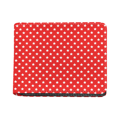 Red And White Star Pattern Print Bifold Wallet