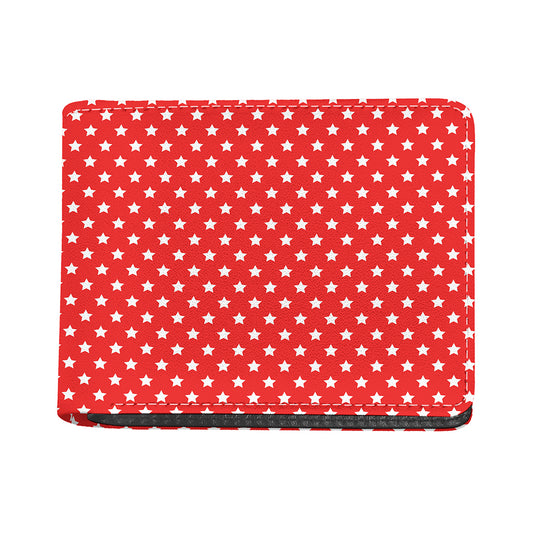 Red And White Star Pattern Print Bifold Wallet